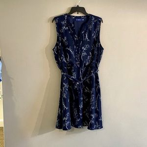 Apt. 9 Blue Print Dress with Belt Tie Size XXL